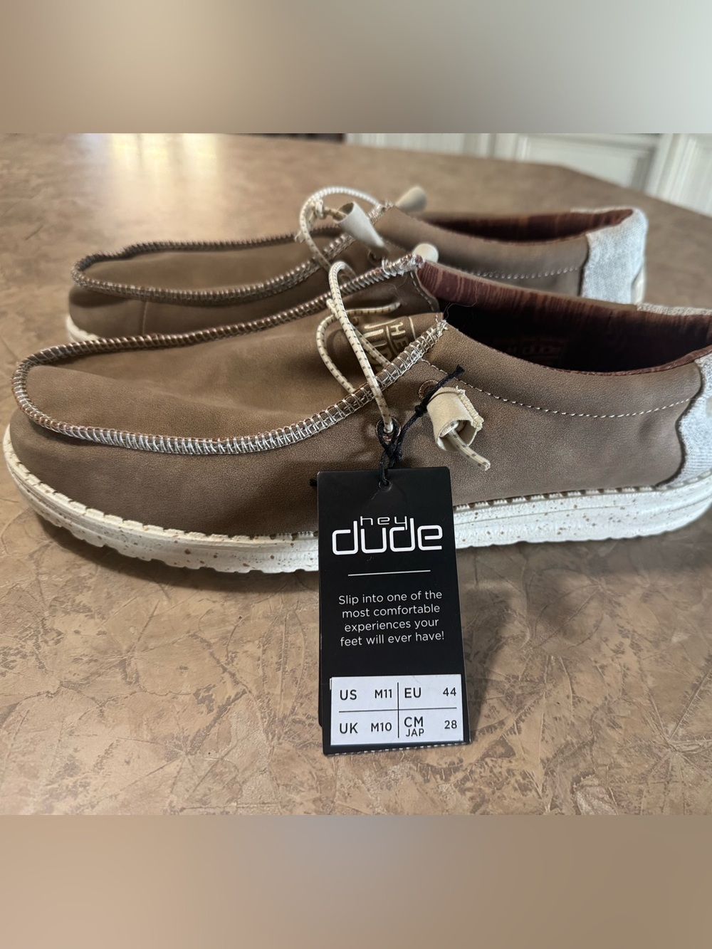 Hey Dude leather travertine Casual Slip-On Shoes in Taupe and Cream